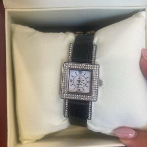 New Vintage Jules Jurgensen Black Cz strap Watch